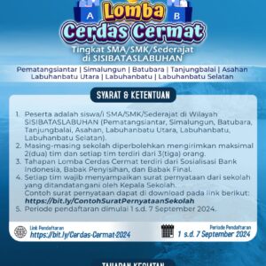 Festival Sisibataslabuhan, KPw Bank Indonesia Pematangsiantar Adakan Cerdas Cermat Untuk Tingkat SMA/SMK