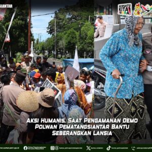 Saat Demo Berlangsung Polwan Pematangsiantar Bantu Seberangkan Lansia