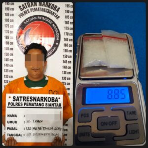 Polres Pematangsiantar Tangkap Pemilik Sabu 8,85 Gram